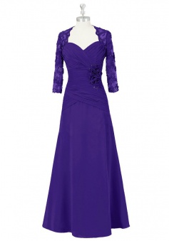 Long Purple Chiffon Mother of the Bride Dress with Jacket
