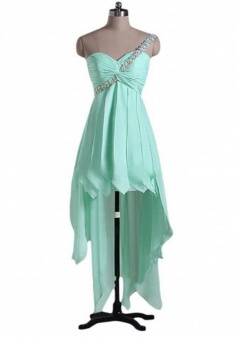 Special One Shoulder High-low Ruched Prom Dress with Beading