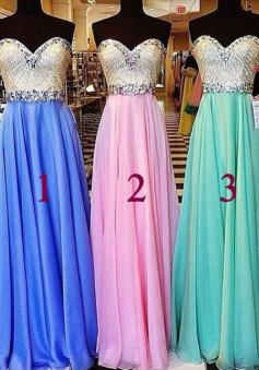 Simple Dress Elegant A-line Sweetheart Beading Long Chiffon Prom Dresses, Graduation Dresses CHPD-7125