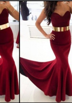 Simple Dress Elegant Mermaid Burgundy Sweetheart Long Prom Dresses/Evening Dresses CHPD-7137