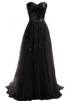 Simple Dress Handmade Sequin Sweetheart Long Tulle Prom Dresses/Evening Dresses  TUPD-7189