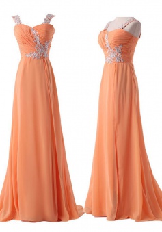 Elegant Sparkle Sweetheart Long Chiffon Prom / Evening Dress