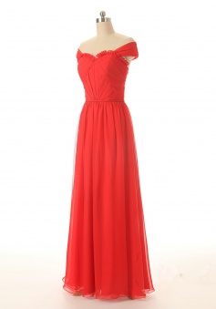 Charming A-line Sweetheart Ruched Floor Length Capped Chiffon Prom Dress