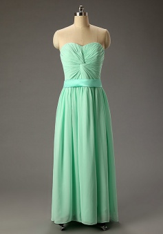 Charming A-line Sweetheart Floor Length Ruched Lace-up Chiffon Prom Dress