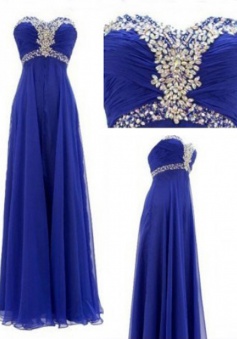 Hot-selling A-line Sweetheart Floor-length Ruched Chiffon Beading Prom Dress