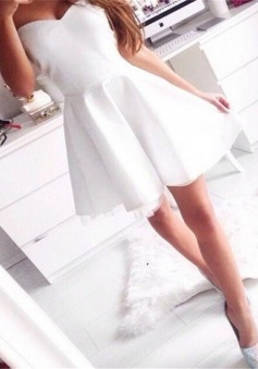 Simple Sweetheart A-line Short Prom Dress White Homecoming Dress