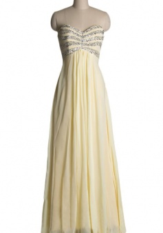 A-line Sweetheart Beading Floor-length Chiffon Zipper-up Prom Dress/Evening Dress