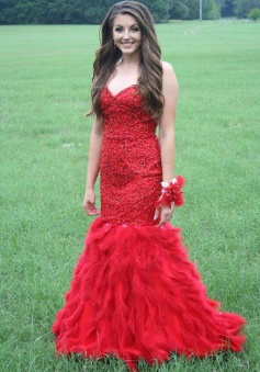 Modern Sweetheart Beading Red Mermaid Prom Dresses Party Gown