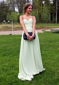 Floor Length Prom Dress - Sage Sweetheart Petite Ruched Chiffon