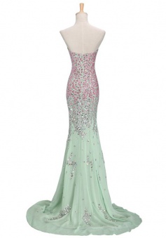 Mermaid Floor-length Sweetheart Slip Chiffon Prom Dress with Colorful Beading 