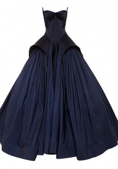 Ball Gown Prom Dress/Evening Dress - Navy Blue Strapless Ruched
