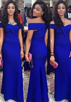 Mermaid Prom Dress -  Off-the-shoulder Royal Blue Floor-Length