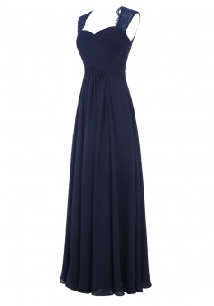 Simple A-line Sweetheart Sleeveless Chiffon Ruffles Long Navy Blue/Pink Prom Dress