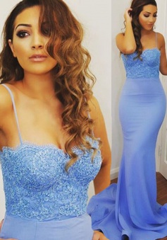 Sexy Mermaid Prom Dress - Spaghetti Straps Sweep Train