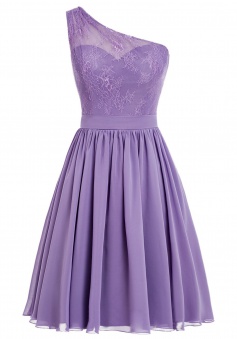 Sexy One-shoulder Chiffon Short Purple Prom/Homecoming Dress With Applqiues