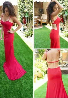 Gorgeous Mermaid Long Red Mermaid Prom Dress with Backless
