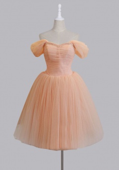 Vintage Style Off-the-shoulder A-line Short Pink Homecoming Dress with Lace-Up