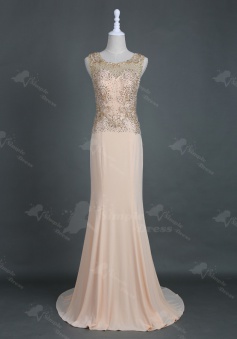 Elegant Sweep Train Pink Sheath Homecoming Prom Dress with Appliques Beading