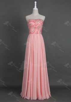 Fabulous Strapless Floor-Length Pink Homecoming Prom Dress Beading Crystal