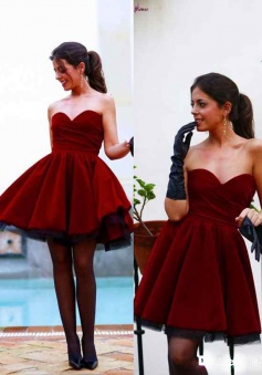 Fabulous Sweetheart Short Burgundy Velet Prom Homecoming Dress Ruched