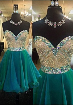 Hot Selling Sweetheart Jade Short Prom Dress with Beading