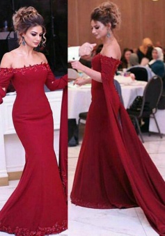 Fabulous Strapless Mermaid Red Prom Dress with Appliques Sequins