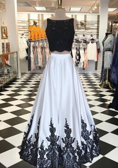 A-Line Bateau Sleeveless Open Back Long Ivory Prom Dress with Beading Lace