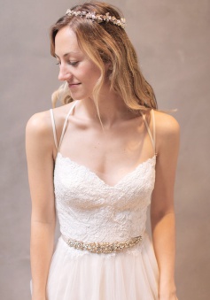 Stylish Halter Criss-Cross Straps Court Train White Wedding Dress with Beading Lace