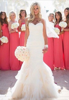 Fashion Sweetheart Ruffles Floor-length Mermaid Wedding Dresses WD-71129