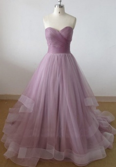 Simple-dress Elegant Strapless A-line Floor-length Long Tulle Ball Dress/Quinceanera Dresses/Wedding Gown  TUPD-70727