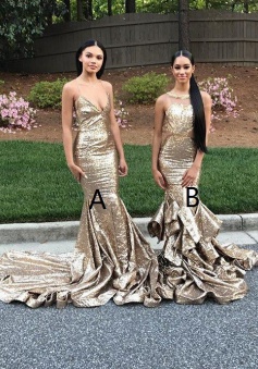 Mermaid Halter Backless Sweep Train Champagne Sequined Prom Dress