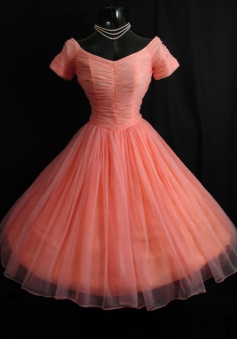 Vintage Bateau Short Sleeves Ball Gown Knee-Length Coral Homecoming Dress with Pleats