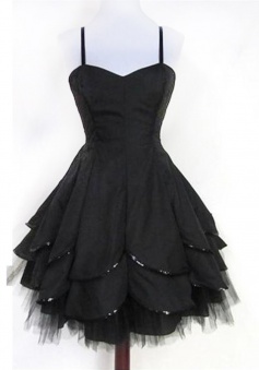 Simple Sweetheart Knee-Length Black Homecoming Dress with Sequins Ruffles