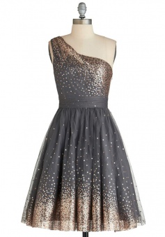 Decent One Shoulder Knee-Length Grey Homecoming Dress Sequined