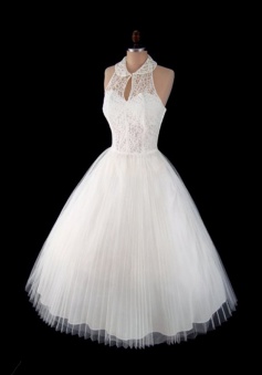 Elegant Turn-down Collar Key Hole Sleeveless Tea-Length Homecoming Dress with Lace