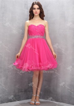 Nectarean Sweetheart Sleeveless Short Rose Pink Homecoming Dress with Beading Waist