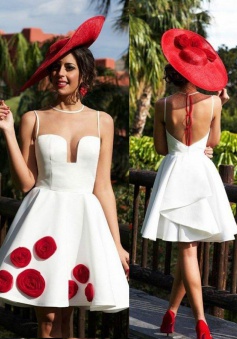 Sexy Illusion Back Short White Homecoming Dress with Ruffles Patchwork