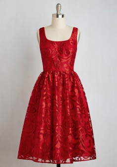 A-Line Square Knee-Length Sleeveless Red Lace Homecoming Dress