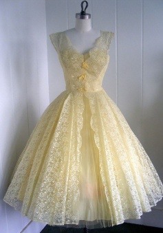 A-Line V-Neck Cap Sleeves Tea-Length Yellow Lace Homecoming Dress With Bowknot