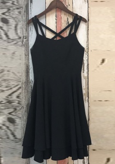 A-Line Criss-Cross Straps Spandex Little Black Dress