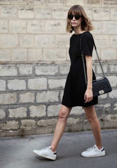 A-Line Bateau Short Sleeves Backless Polyester Little Black Dress