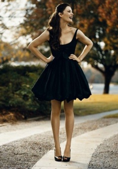 Ball Gown Square Neck Satin Little Black Dress