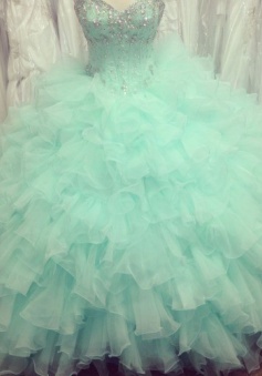 Simple-dress Handmade Sweetheart Beading Tulle Quinceanera Dresses/Sweet 16 Dresses TUPD-7387