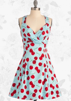 Women's Retro 50s 60s Style Cherry Rockabilly Party Swing Cocktail Dress