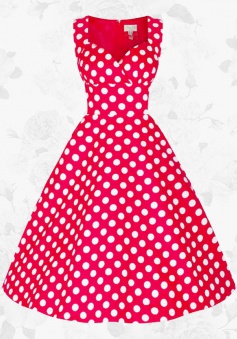 Women's Vintage 50s Sweetheart Polka Dot Printed Party Swing Dress