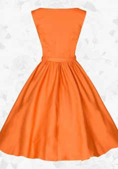 Women's Retro 50s Style Empire Orange Casual Party Swing Prom Dress ...