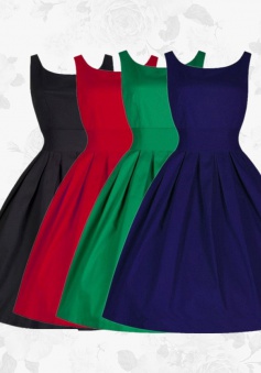Women's Scoop Vintage Style 50s 60s Black Knee Length Swing Party Dress