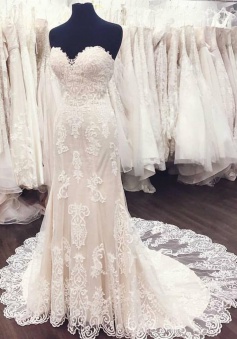 Lace A-Line Sweetheart Bride Dress Elegant 2018 Simple Weeding Dresses