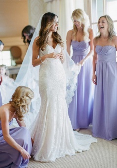 A-Line Sweetheart Lavender Chiffon Bridesmaid Dress with Pockets