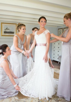 Sheath V-Neck Floor-Length Lavender Chiffon Bridesmaid Dress